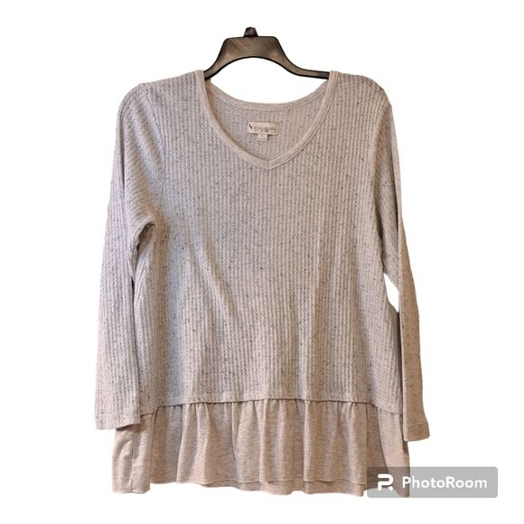 Koolaburra By Ugg Women's Grey Flecked Waffle Knit V-Sweater Top Causal Large - Picture 13 of 13